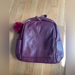 Burgundy Backpack with Pom Pom